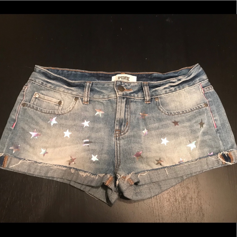Pink jean shorts